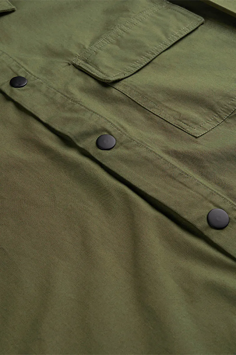 6001 Lightweight Buttoned Overshirt | Olive