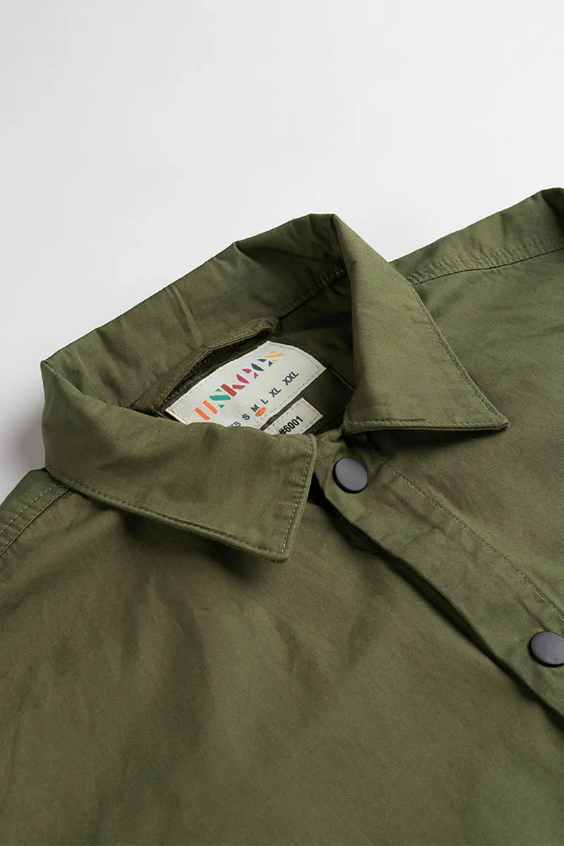 6001 Lightweight Buttoned Overshirt | Olive