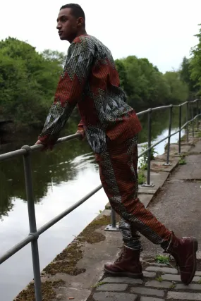 African Trousers in Orange and Red Ankara, Festival Trousers