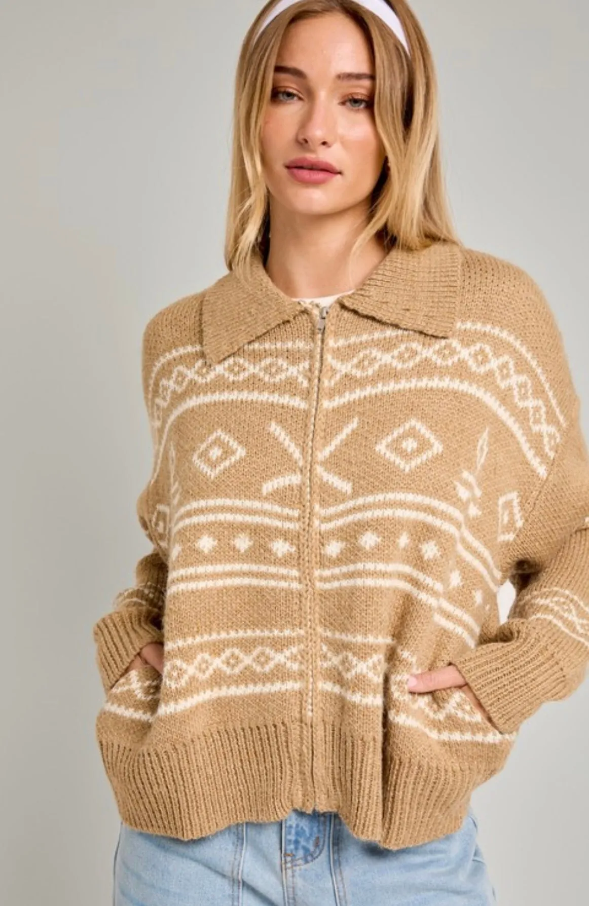 Aztec Zip Up Sweater