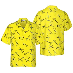 Barber Yellow Scissors For Professional Barber Hawaiian Shirt