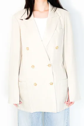 beige double breasted boyfriend blazer