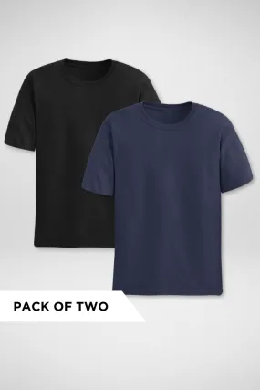 Black and Navy Blue Plain T-shirts Combo for Men