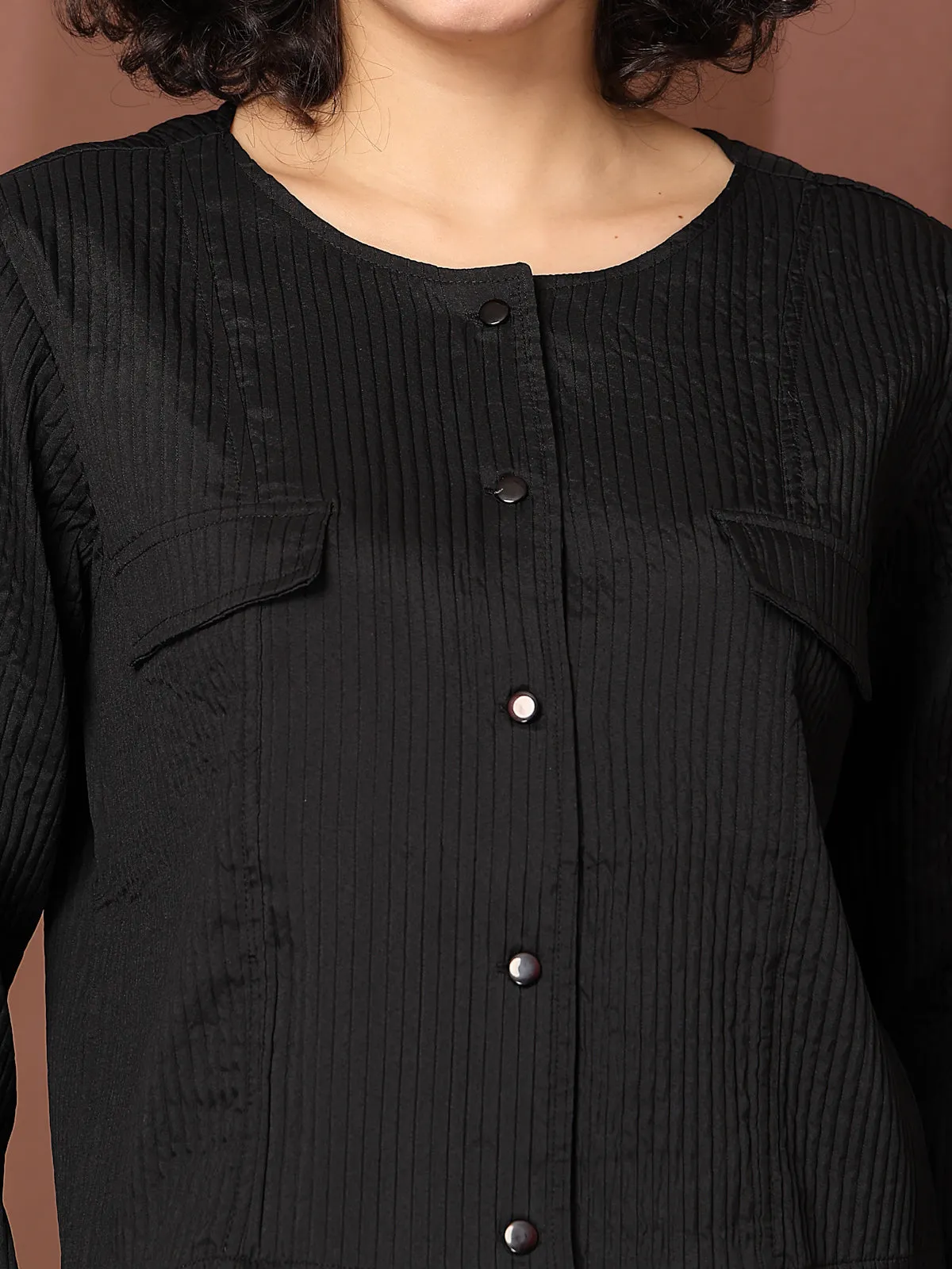 Black collarless Full  Sleeve Shirt