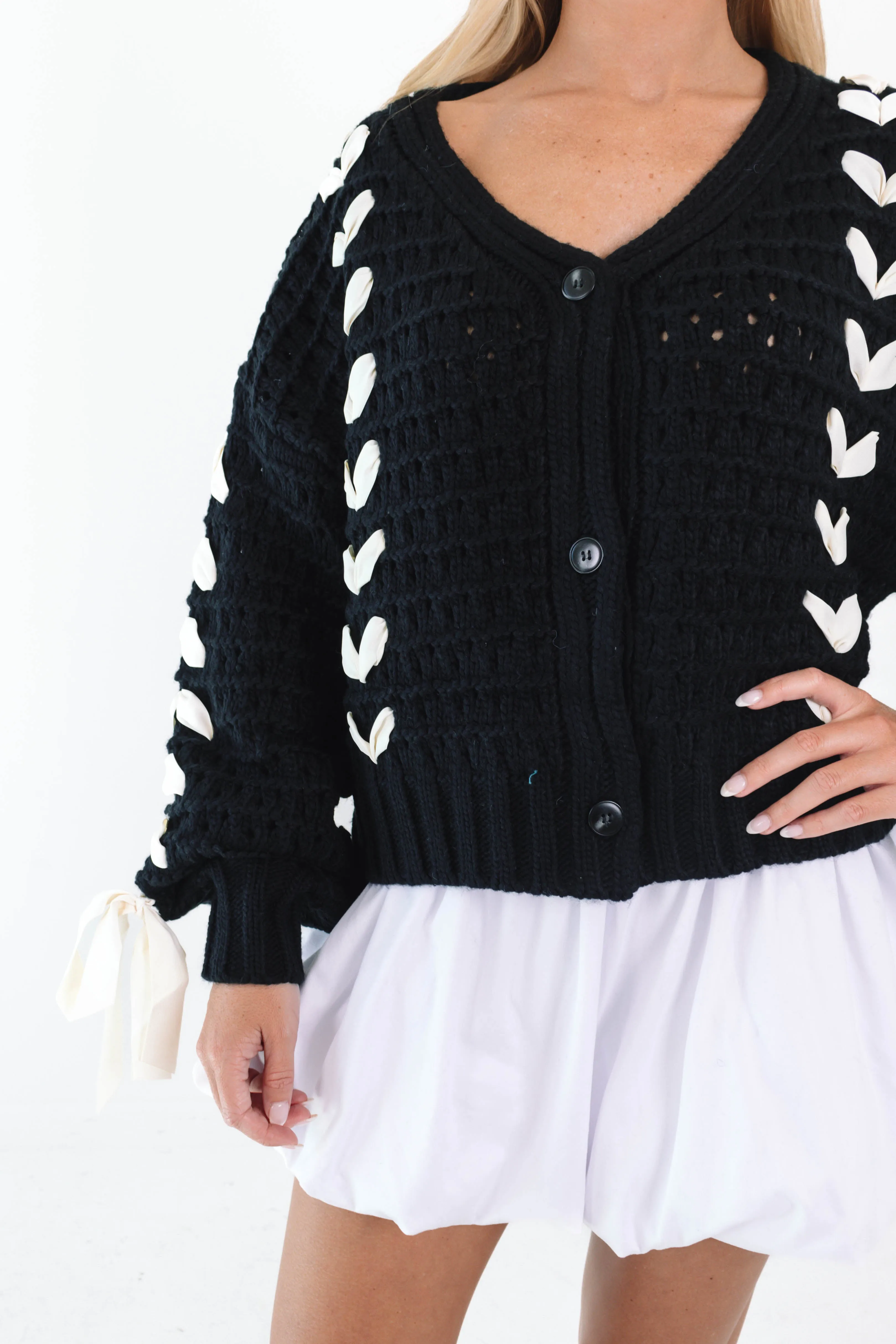 Bow Bliss Cardigan - Black