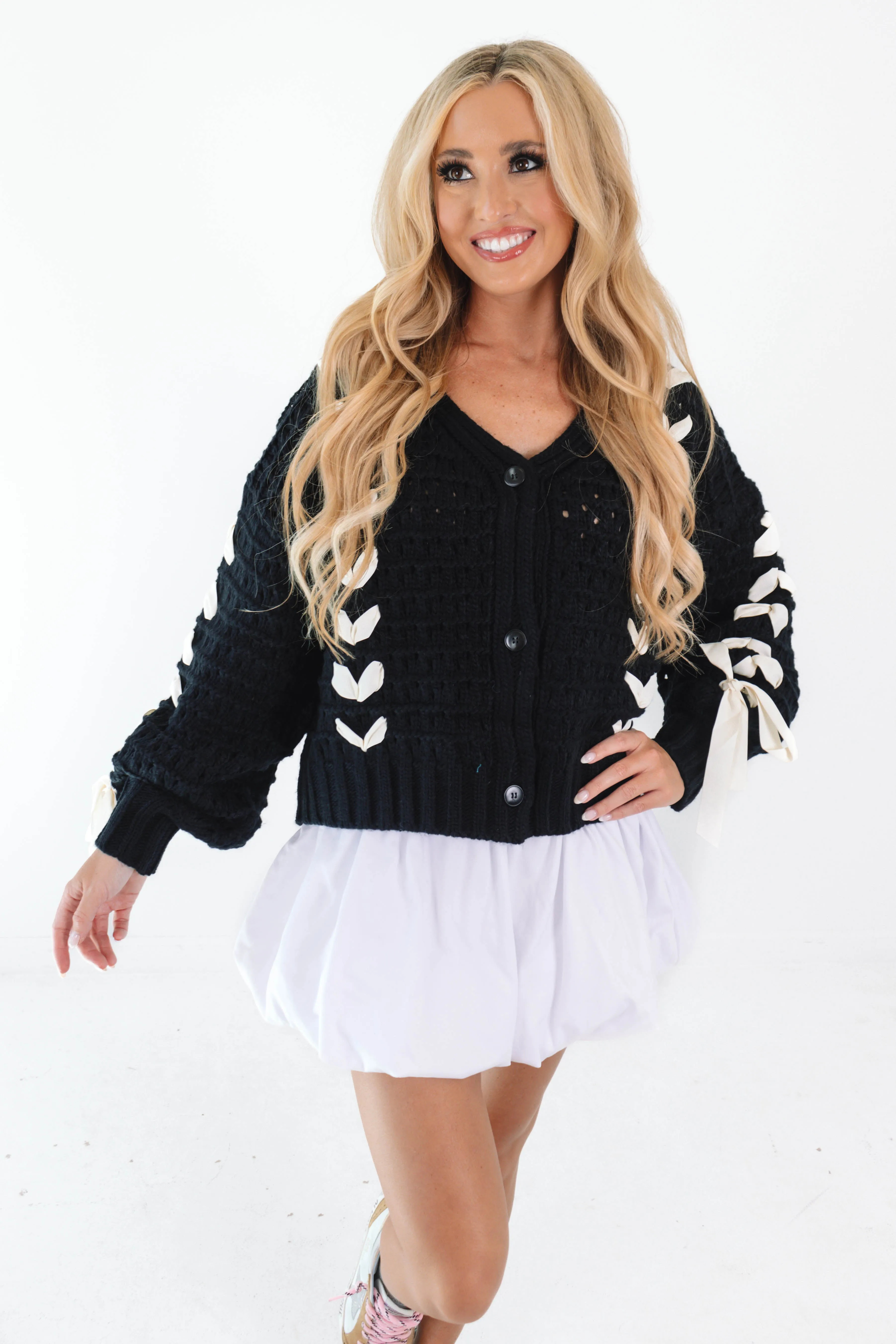 Bow Bliss Cardigan - Black