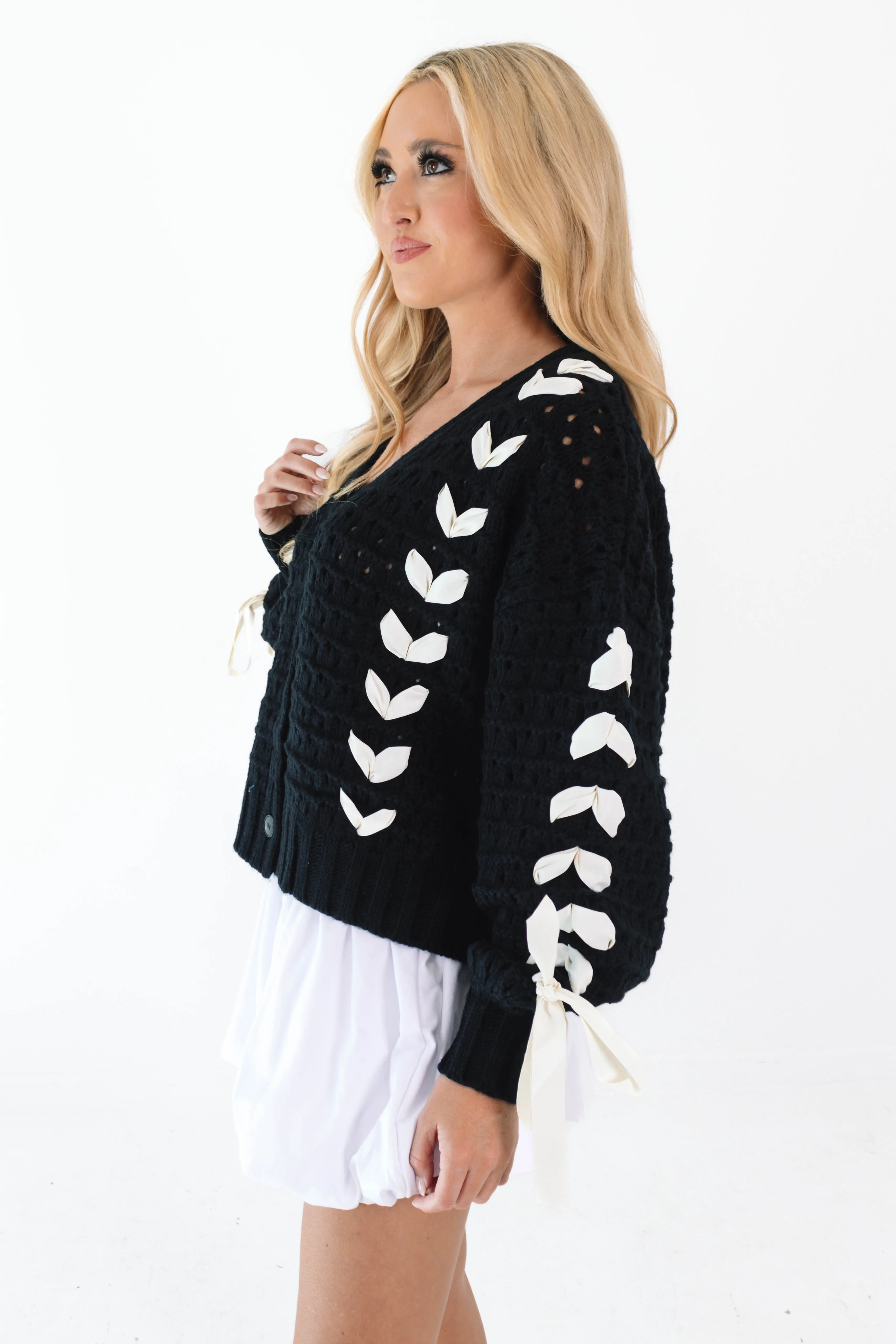 Bow Bliss Cardigan - Black