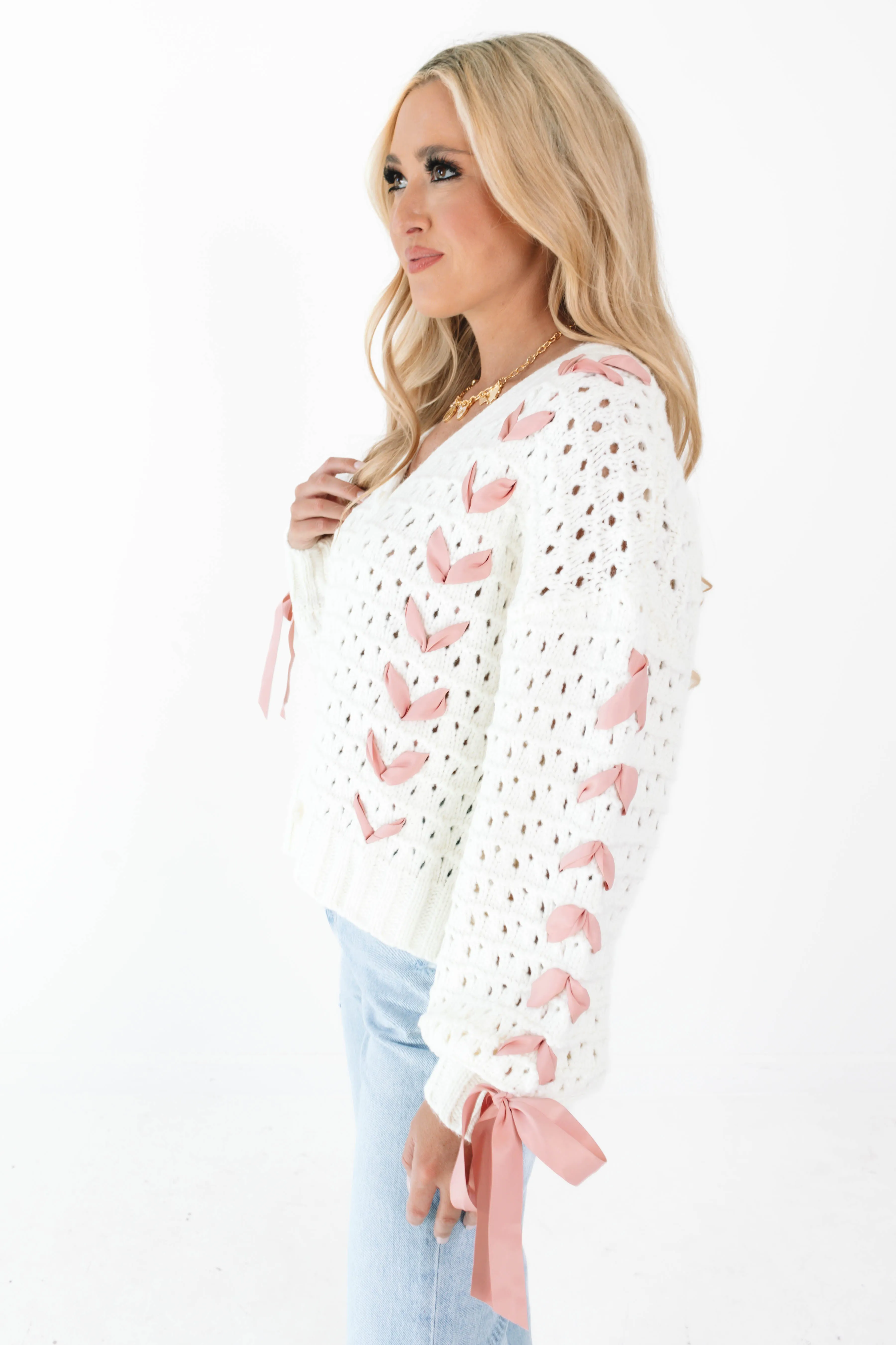 Bow Bliss Cardigan - Off White