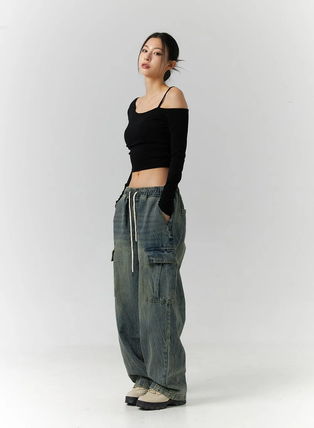 Cargo Wide Leg Jeans ID306