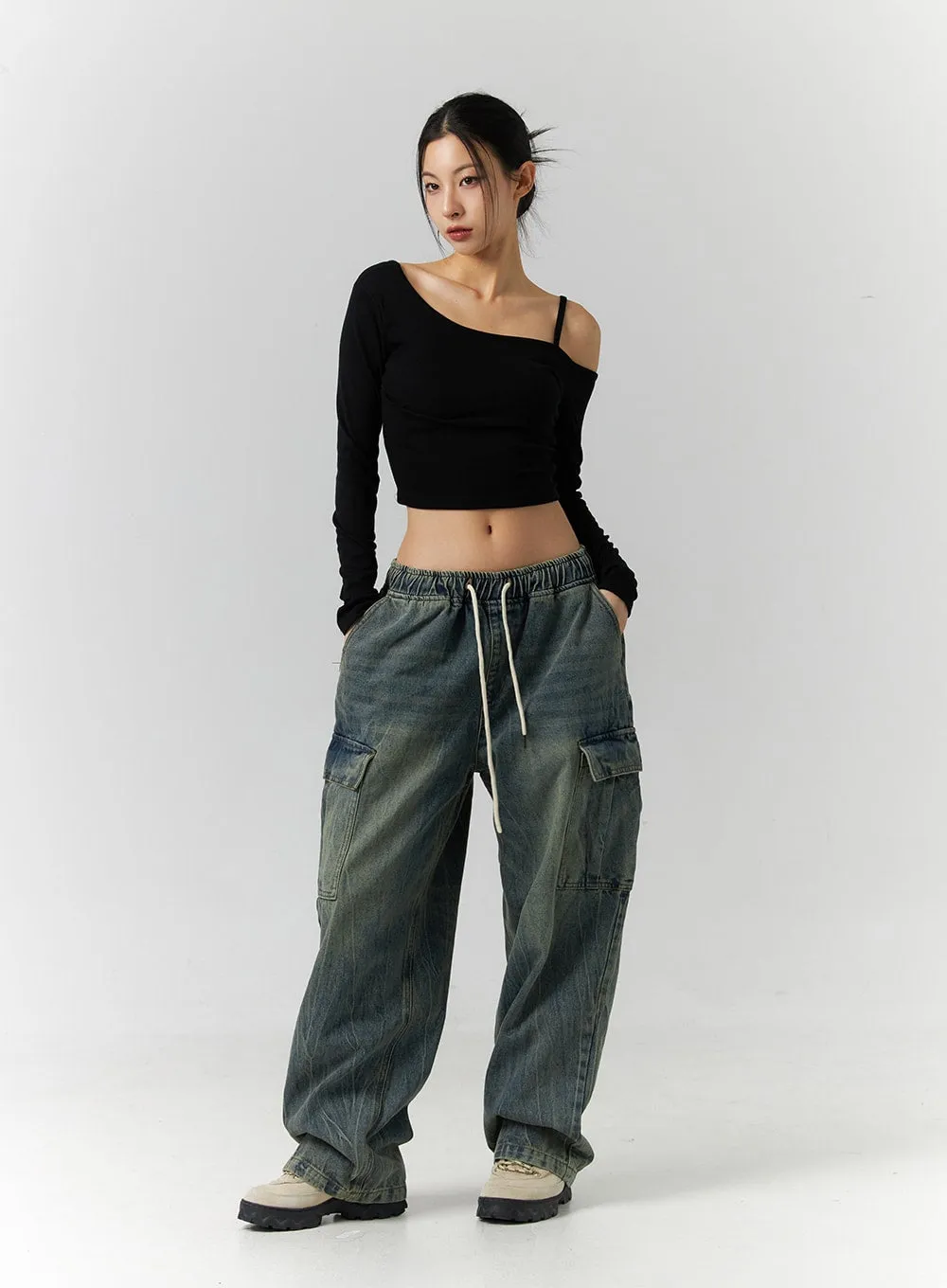 Cargo Wide Leg Jeans ID306