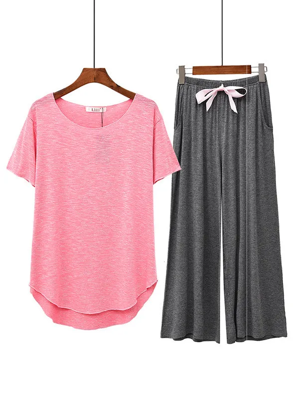 Comfortable Short Sleeve T-Shirt&Pants Pajama Set