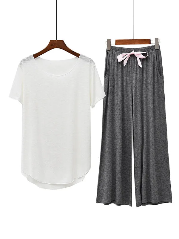 Comfortable Short Sleeve T-Shirt&Pants Pajama Set