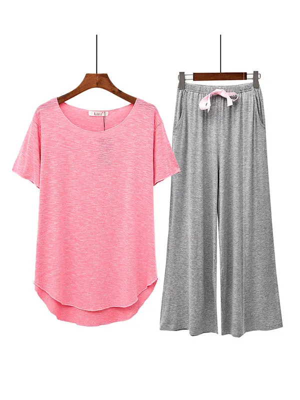 Comfortable Short Sleeve T-Shirt&Pants Pajama Set