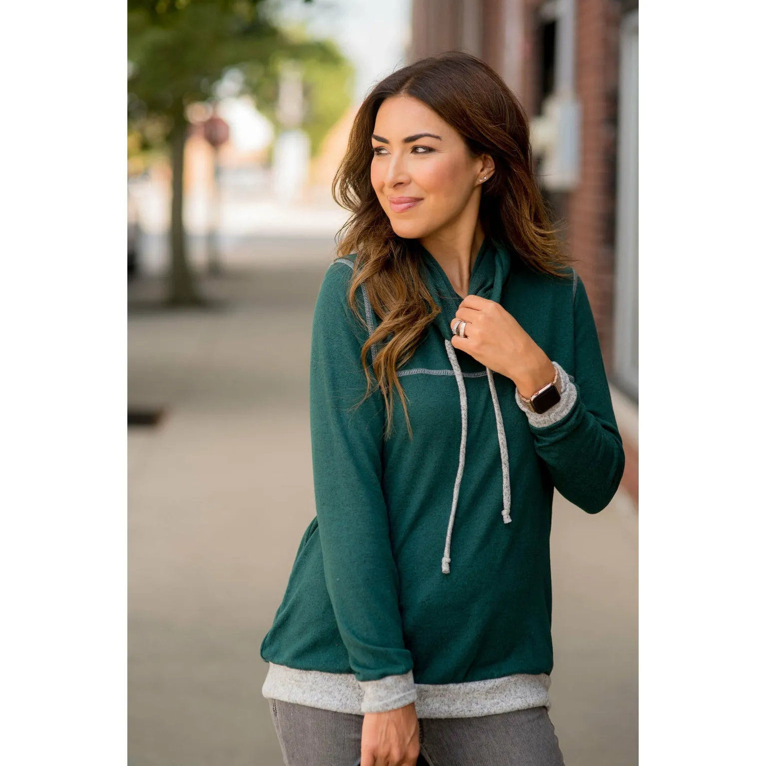 Comfy Stitched Cowl Neck Sweatshirt