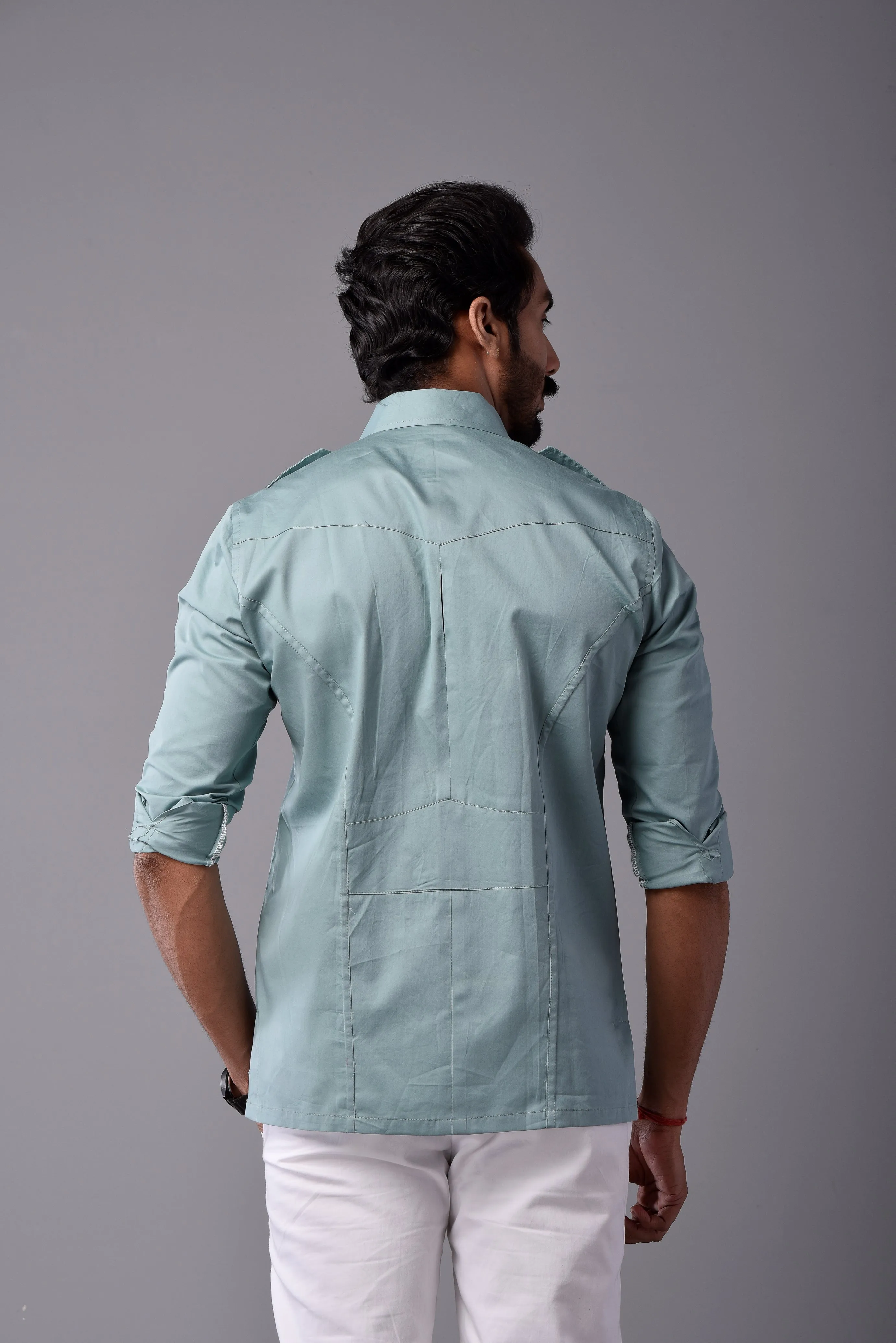 Comfy Turquoise Blue Hunting Style Shirt