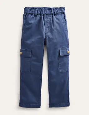 Cropped Cargo Trousers-Robot Blue