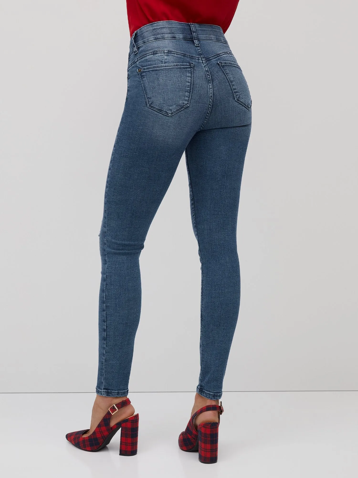 Curvy High-Waisted Super-Skinny Jeans - Medium Wash