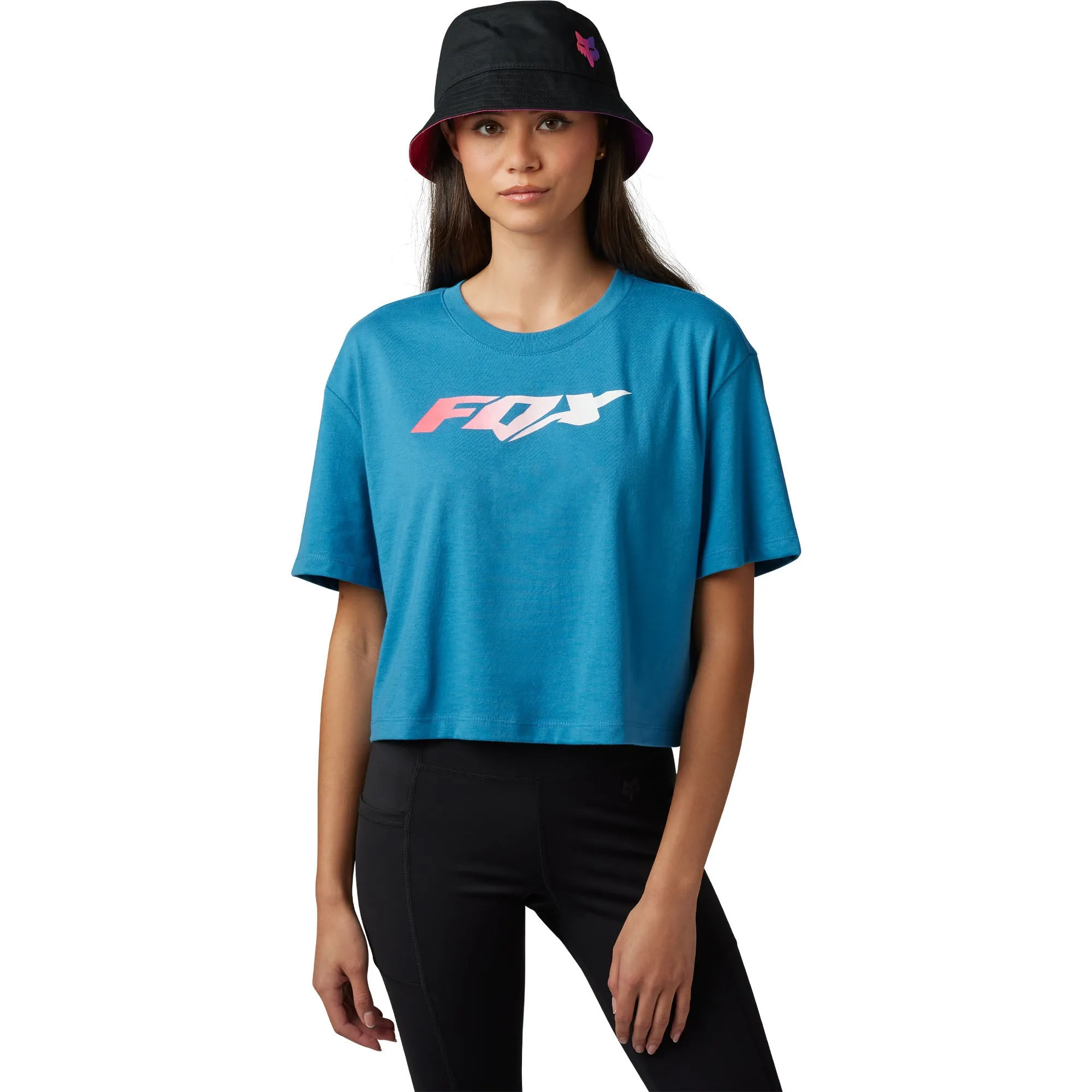 Fox Racing  Womens Morphic Crop T-Shirt Tee Short Sleeve Relaxed Fit Blueberry