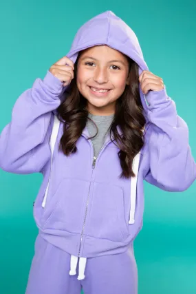 French Terry Luxe Drop Shoulder Zip Hoodie - Lavender