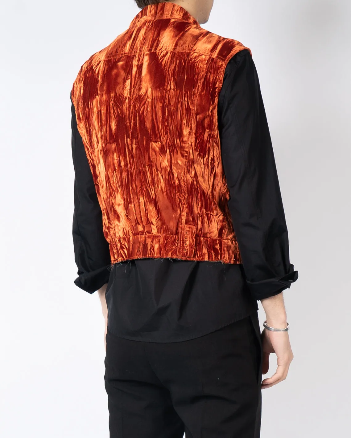 FW16 Orange Crushed Velvet Waistcoat