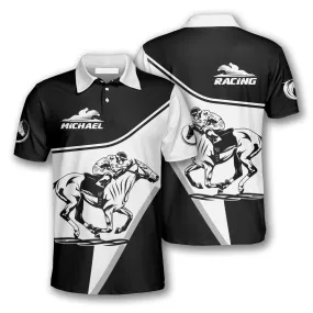 Horse Racer Black White Custom Equestrian Shirts for Men