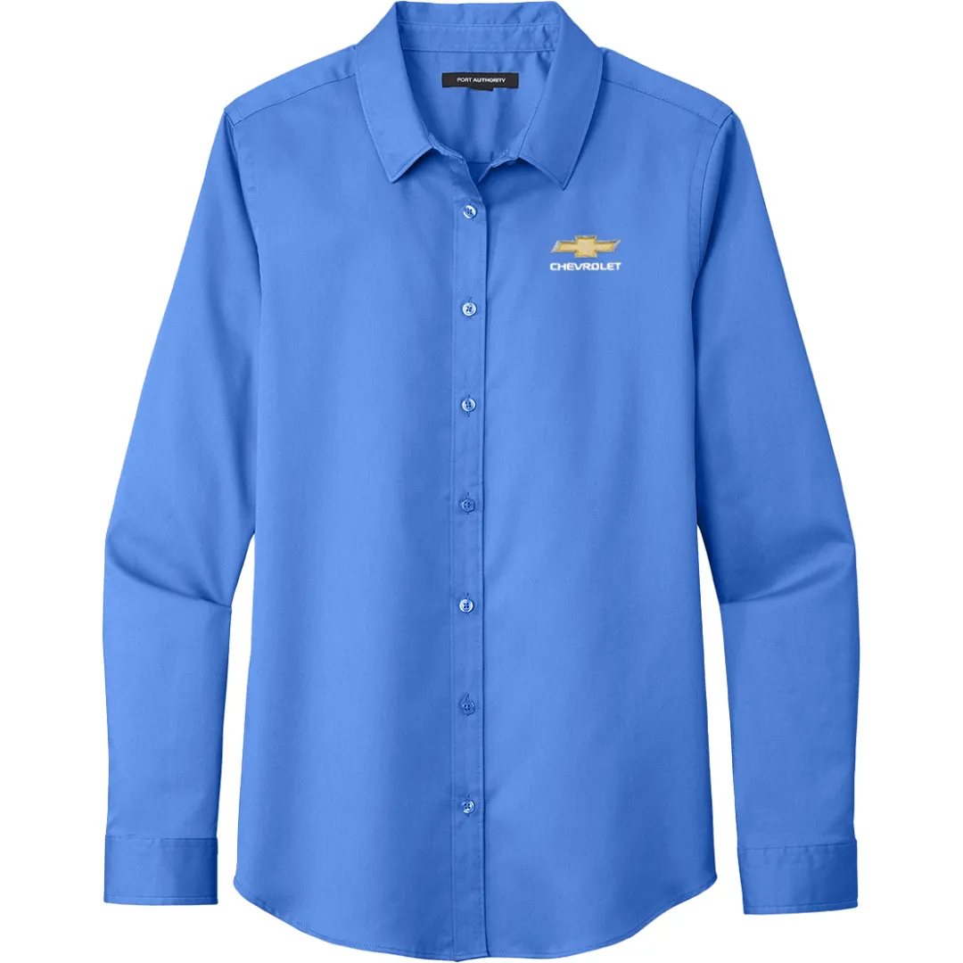 Ladies Chevy Bowtie Superpro React Long Sleeve Work Shirt Polo