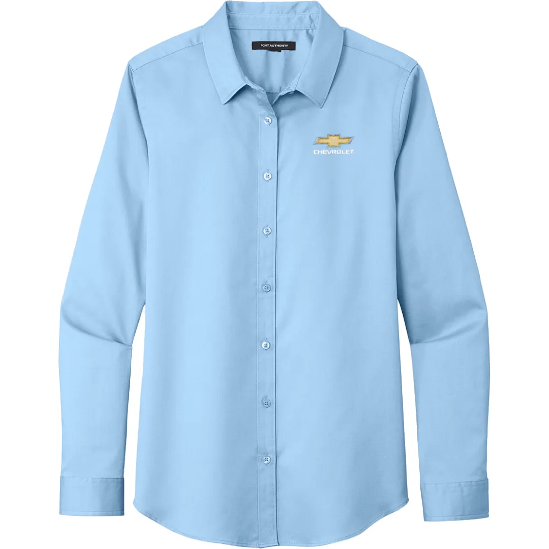 Ladies Chevy Bowtie Superpro React Long Sleeve Work Shirt Polo