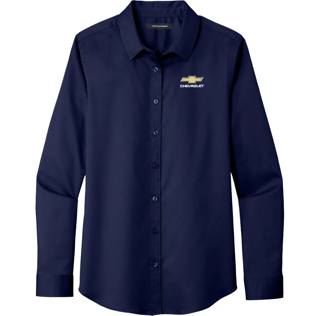 Ladies Chevy Bowtie Superpro React Long Sleeve Work Shirt Polo