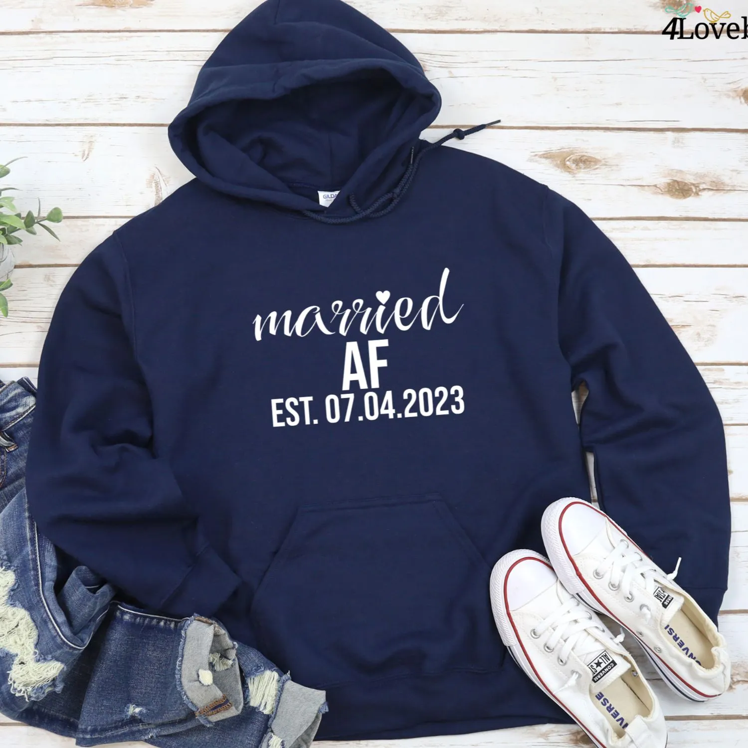 Married AF Hoodie, Wifey Hubby Sweatshirts, Honeymoon Long Sleeve Shirts, Bride Shirts, Groom Shirts, Mr And Mrs Shirt, Just Married Shirts