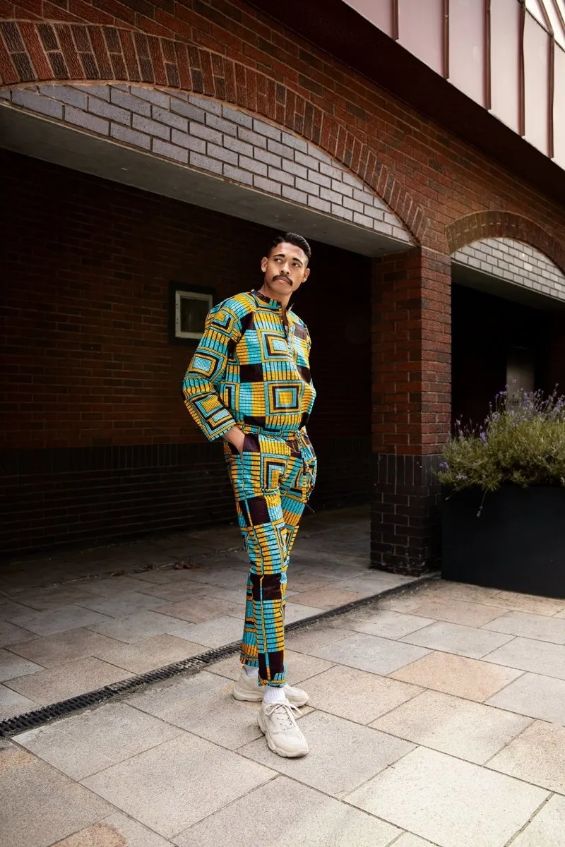 Matching African Suit In Blue Ankara