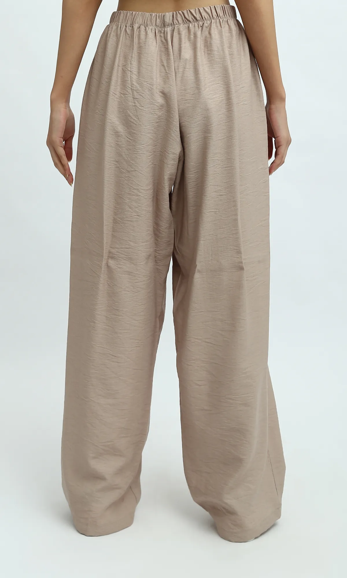 O198044  Light Coffee Fluffy Wide Leg Casual Pants