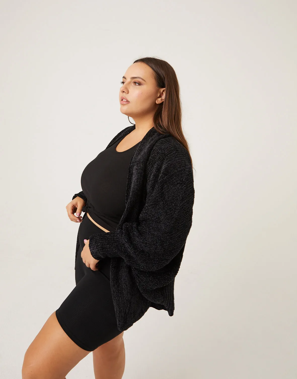 Plus Size Chenille Shrug Cardigan