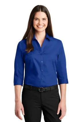 Port Authority® Ladies 3/4-Sleeve Carefree Poplin Shirt. LW102