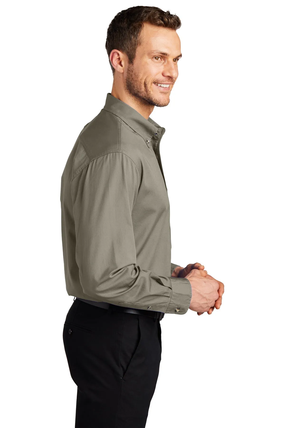 Port Authority Long Sleeve Custom Twill Shirts, Khaki