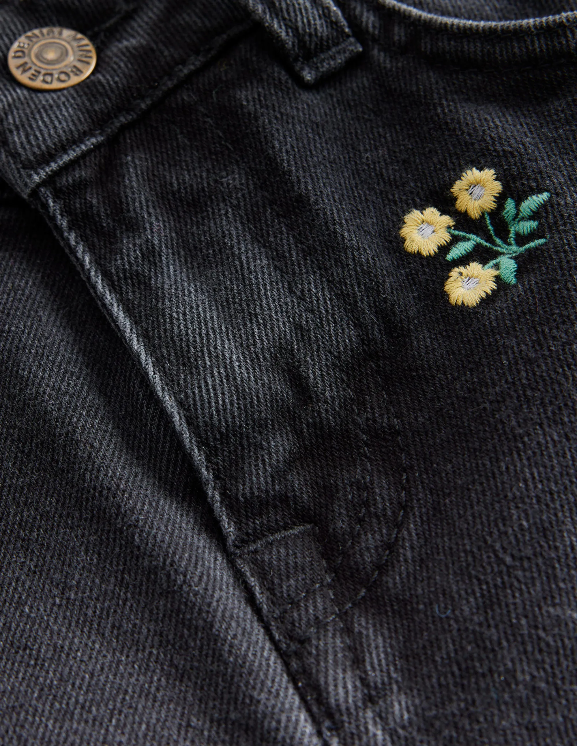 Relaxed Straight-Leg Jeans-Black Flowers