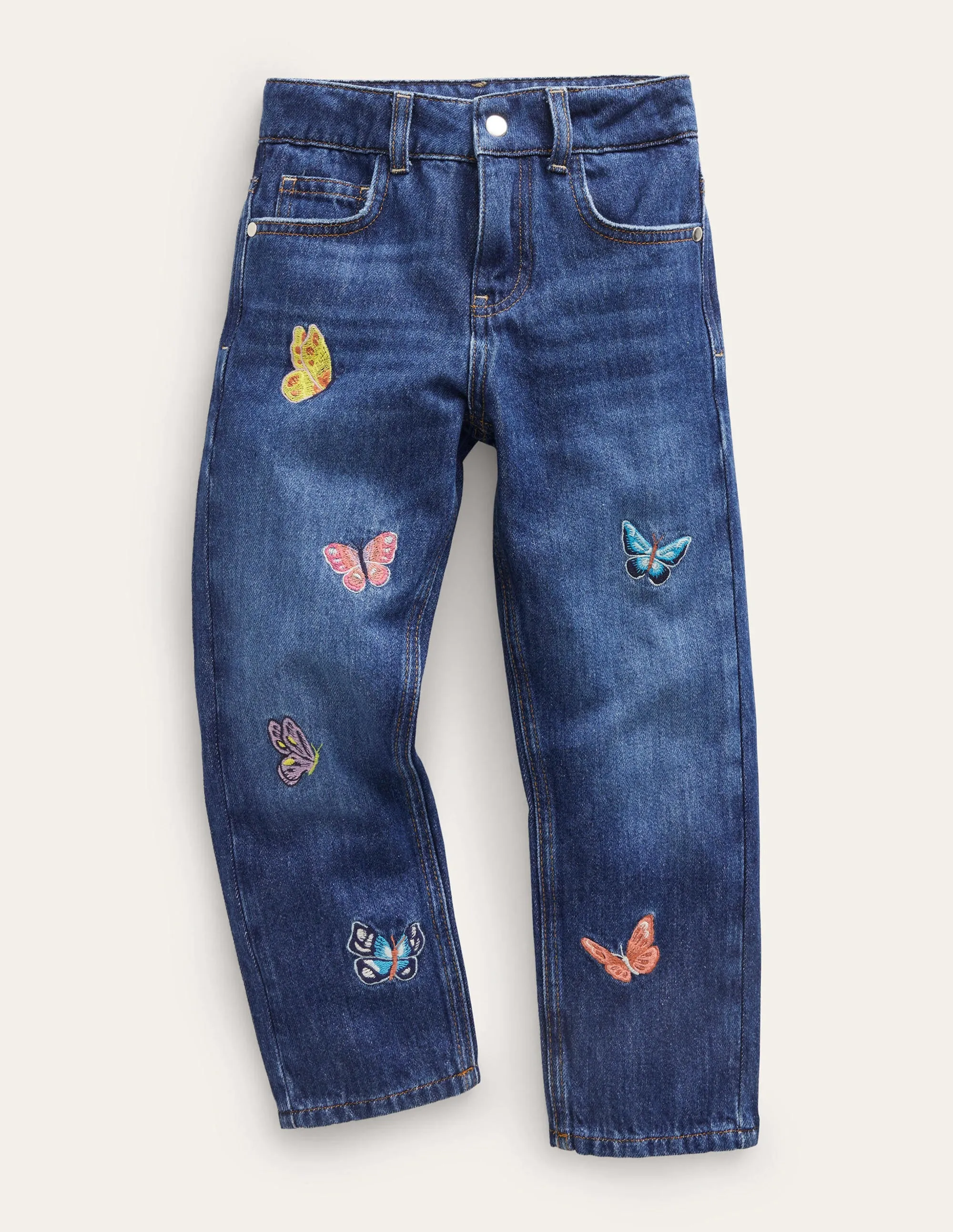 Relaxed Straight-Leg Jeans-Mid Vintage Butterfly