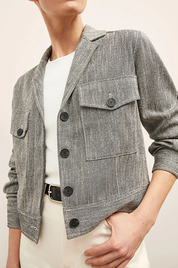 Rhoda Jacket - Cotton Tweed :: Black/Ivory