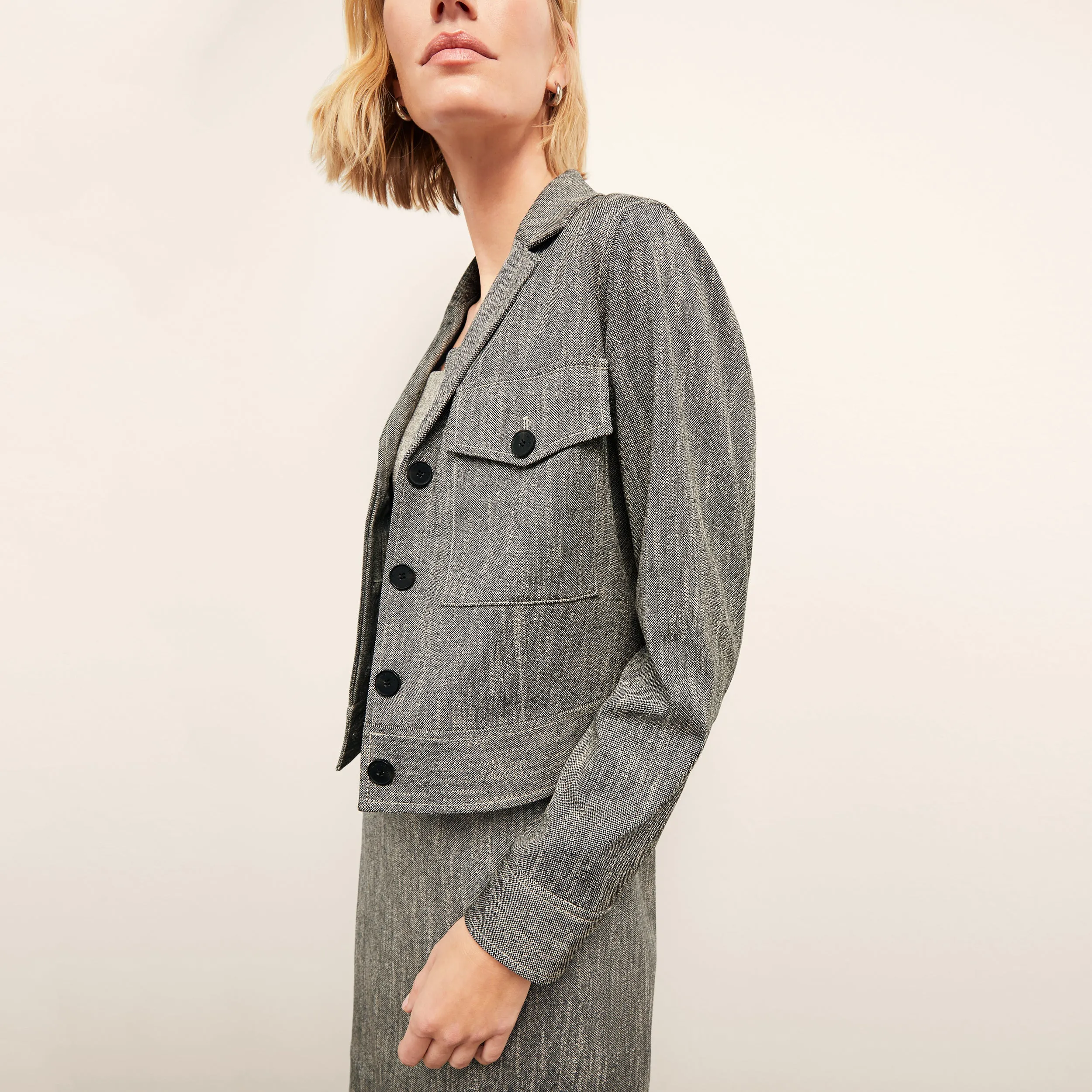 Rhoda Jacket - Cotton Tweed :: Black/Ivory