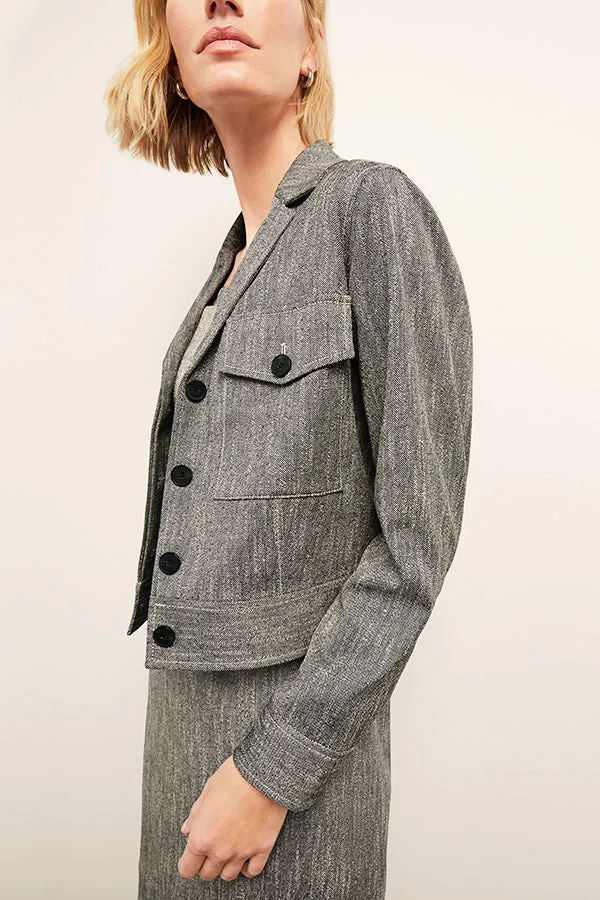 Rhoda Jacket - Cotton Tweed :: Black/Ivory