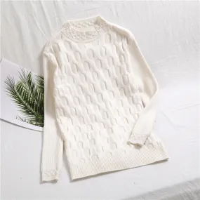 Sarah Elastic Pattern Knitted Women Pullover