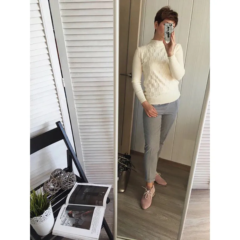 Sarah Elastic Pattern Knitted Women Pullover