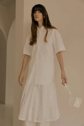 Short sleeve shirts with a pleated corded lace dress