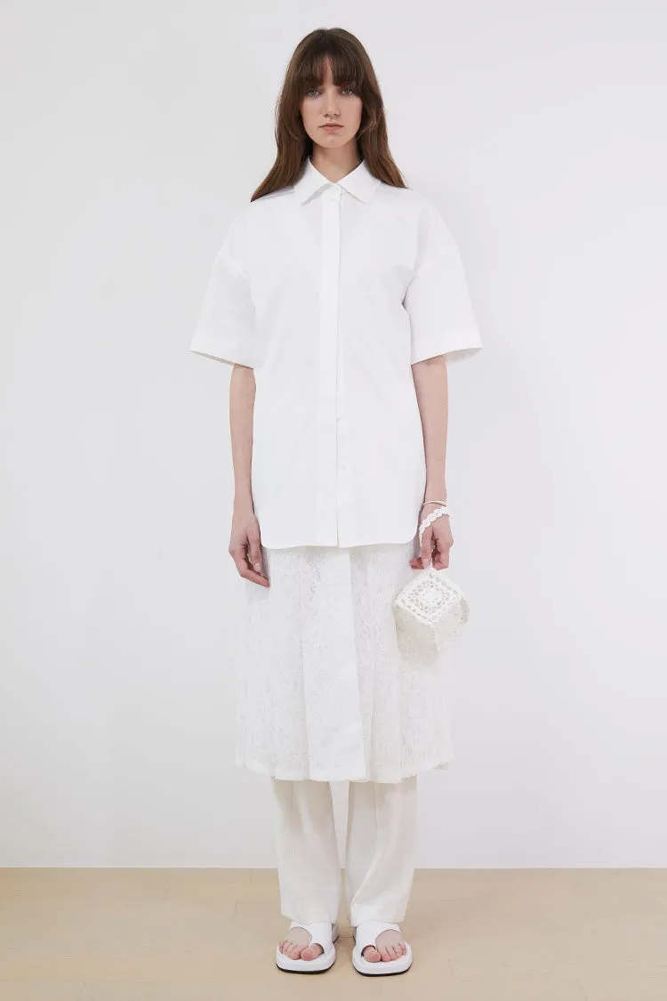 Short sleeve shirts with a pleated corded lace dress