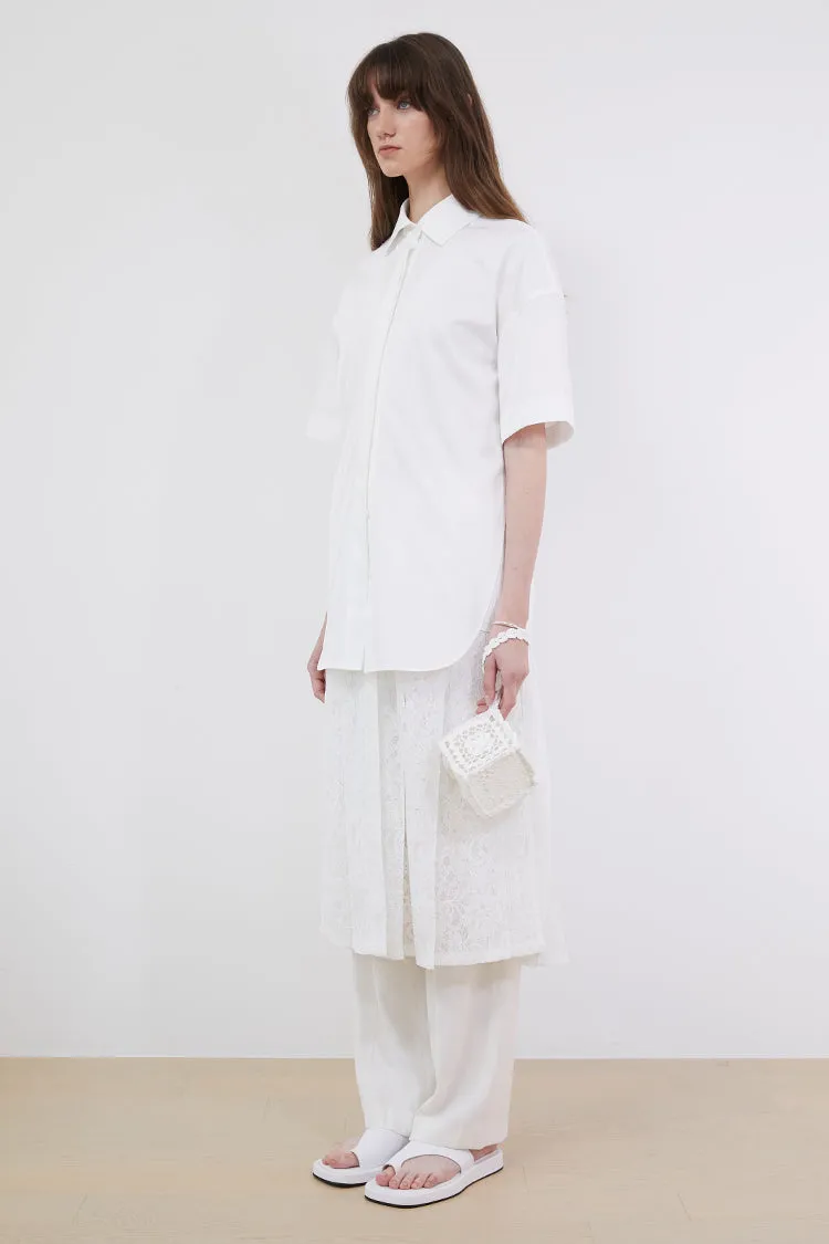 Short sleeve shirts with a pleated corded lace dress