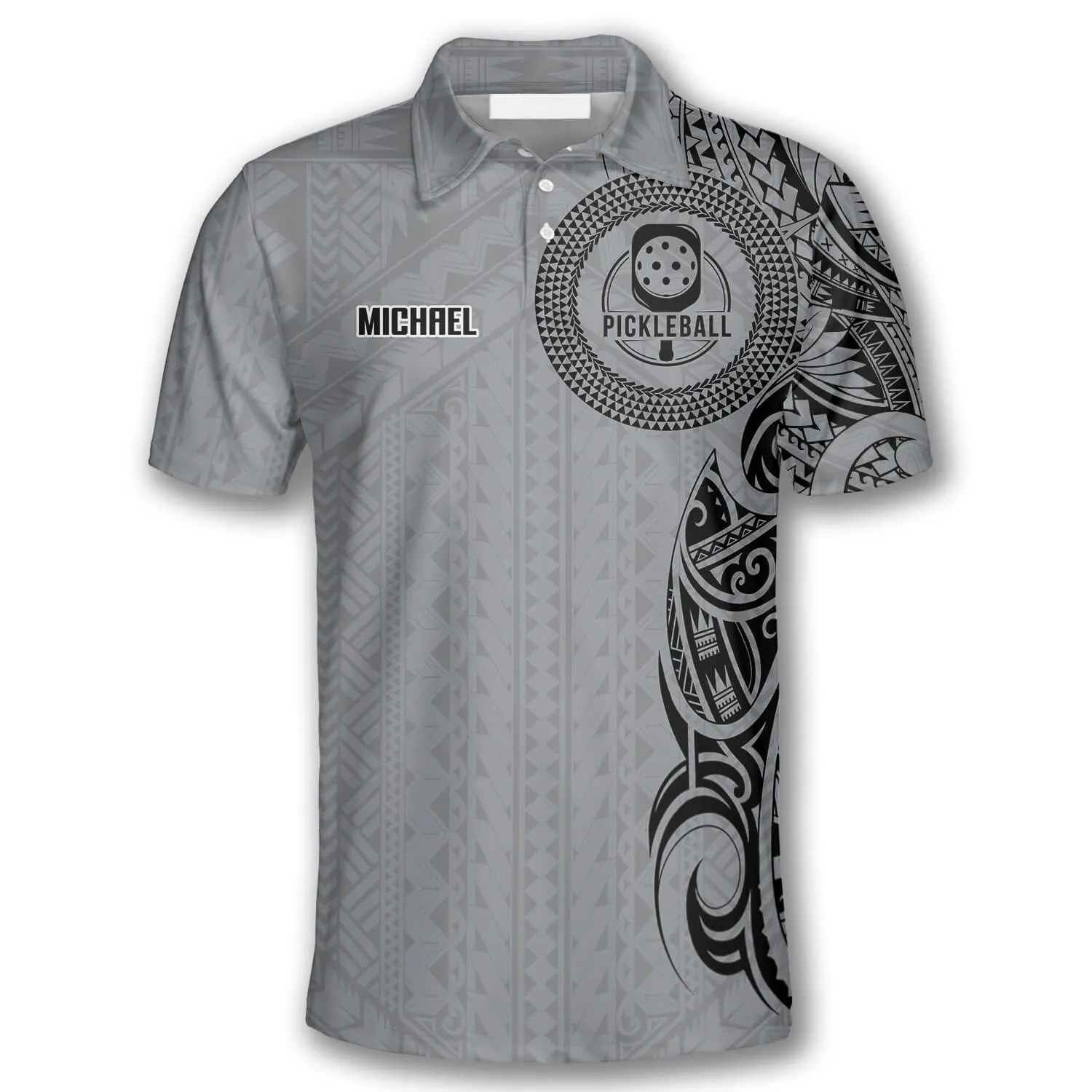 Strike Grey Tribal Tattoo Custom Pickleball Shirts for Men