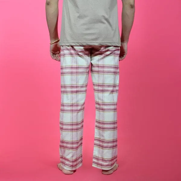 Unisex Checked Loungewear Comfy Soft Light Green Cotton Trouser