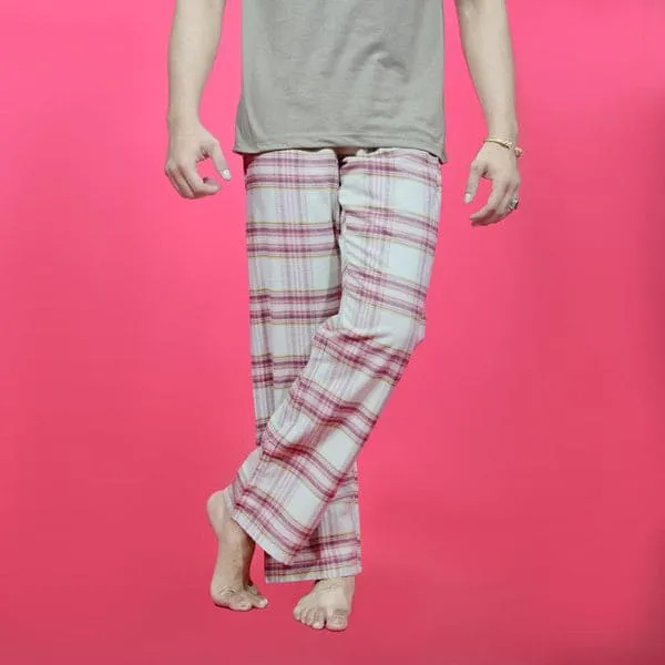 Unisex Checked Loungewear Comfy Soft Light Green Cotton Trouser