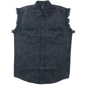 VB731 - Mens Cutoffs Charcoal Acid Wash Shirt