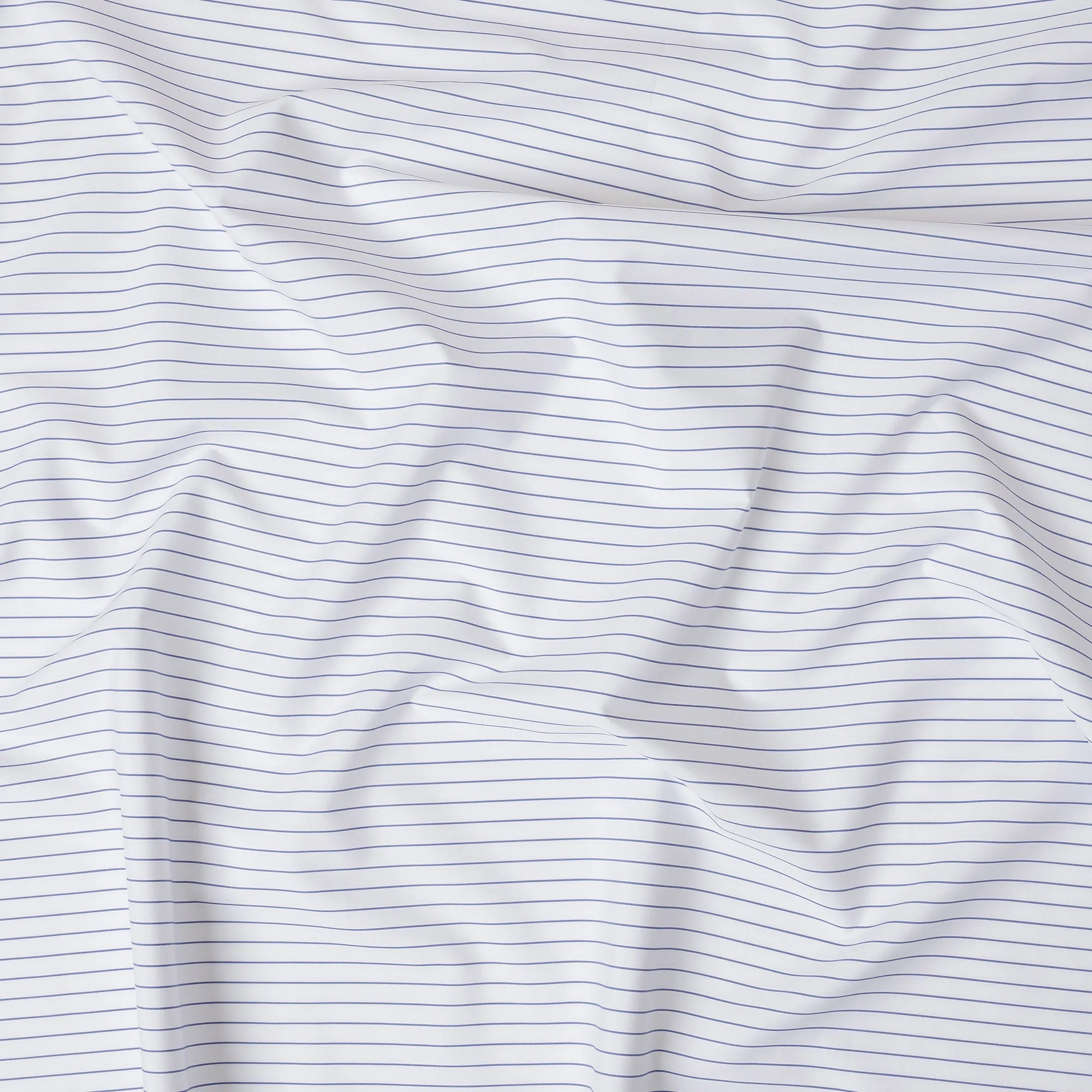 White and Navy Blue Fine Striped 100% Cotton Shirting Fabric, 150 cm Width, Made in Italy-D20473