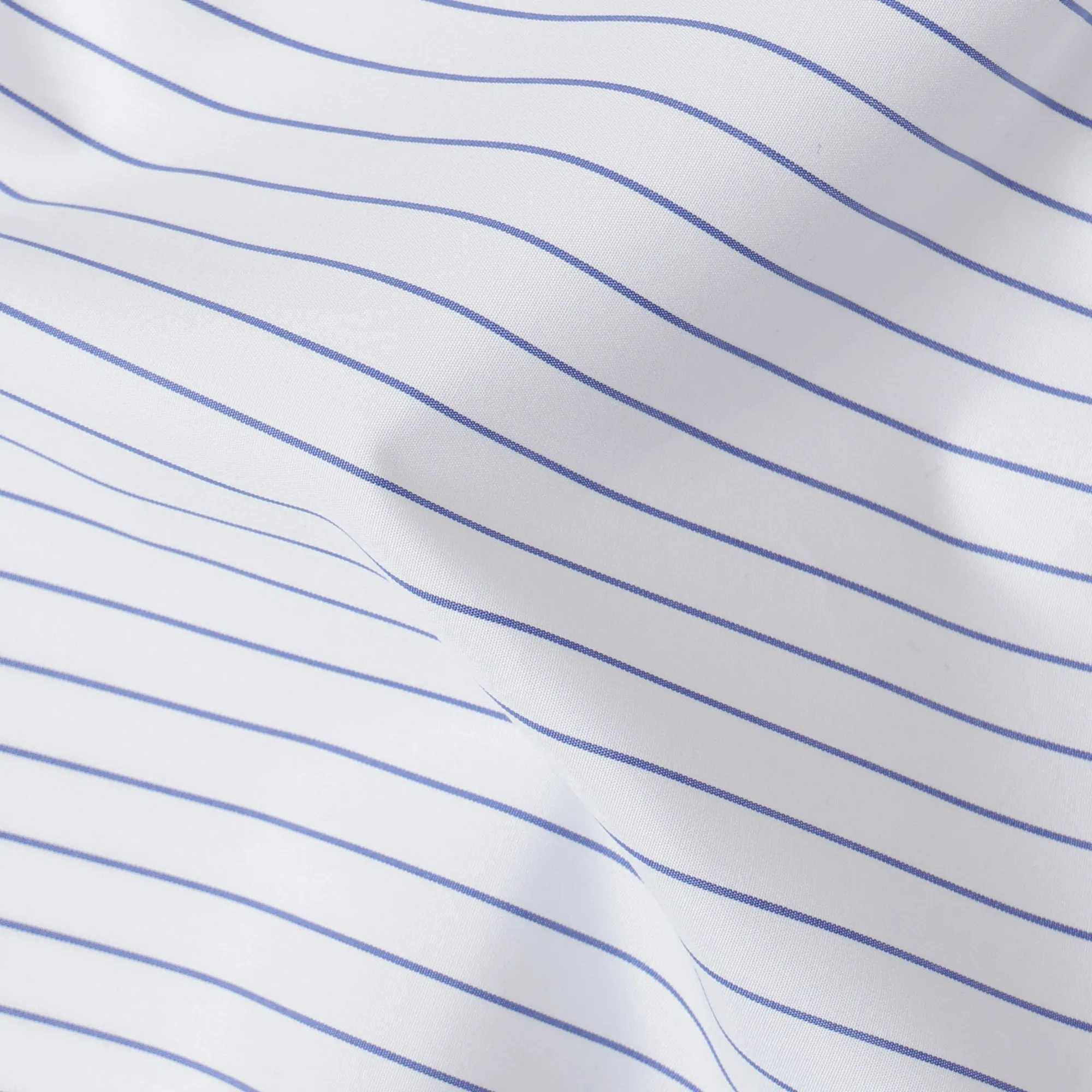 White and Navy Blue Fine Striped 100% Cotton Shirting Fabric, 150 cm Width, Made in Italy-D20473